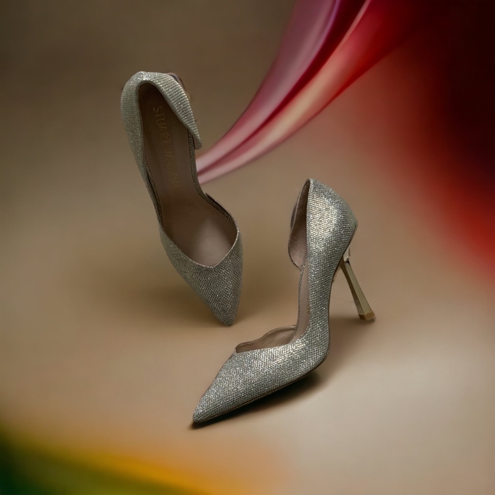 Nib Stuart Weitzman Glitter D’orsay Pump Heels Si… - image 2